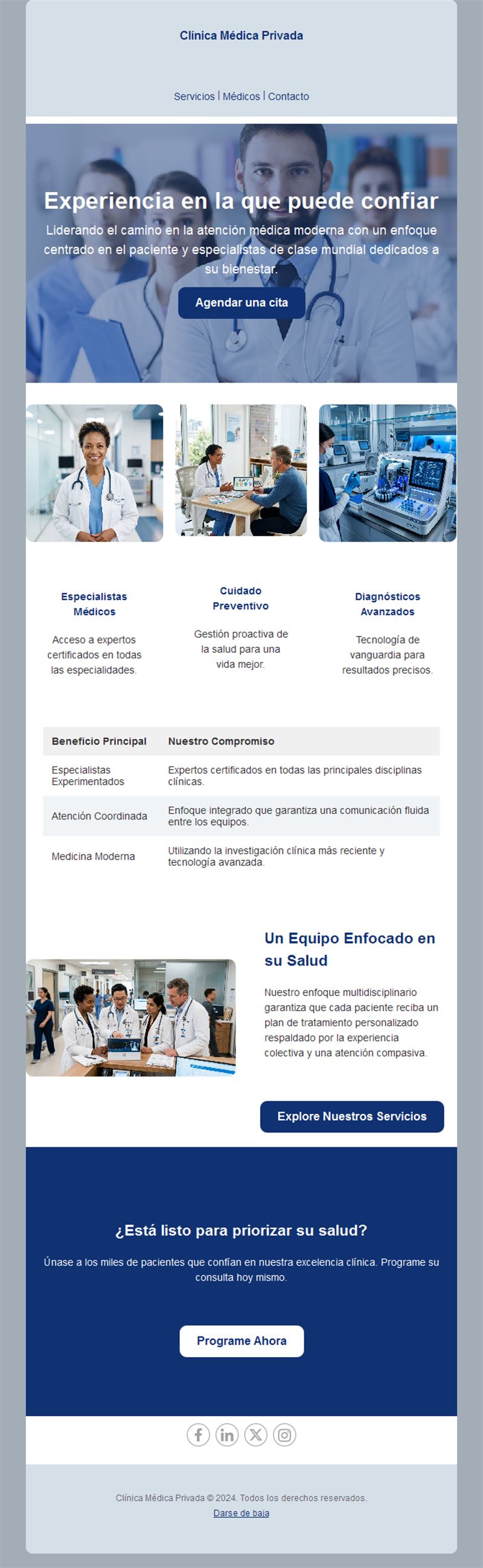 Newsletter de clínica de especialistas
