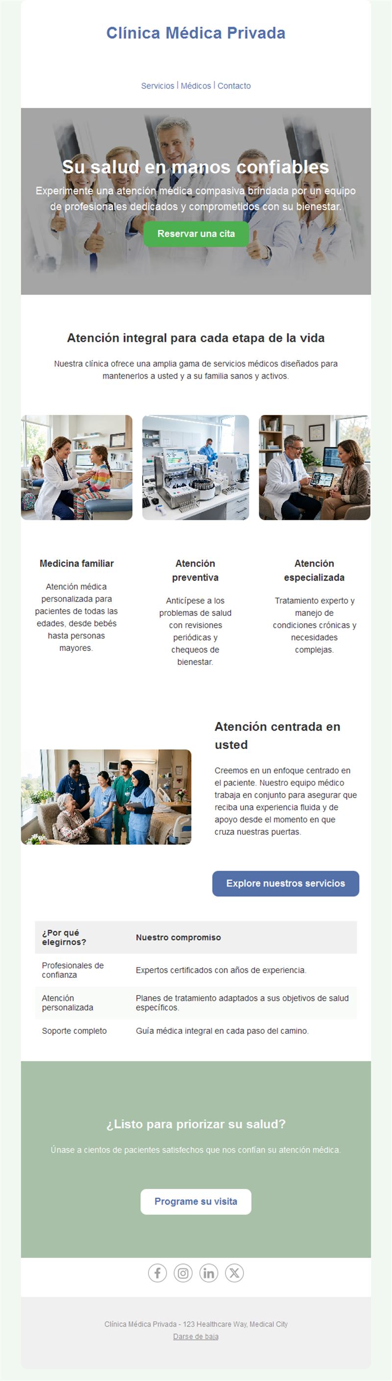 Email de clínica de medicina familiar