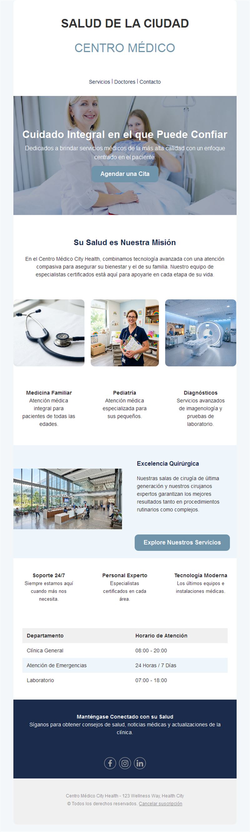 Newsletter de centro médico urbano