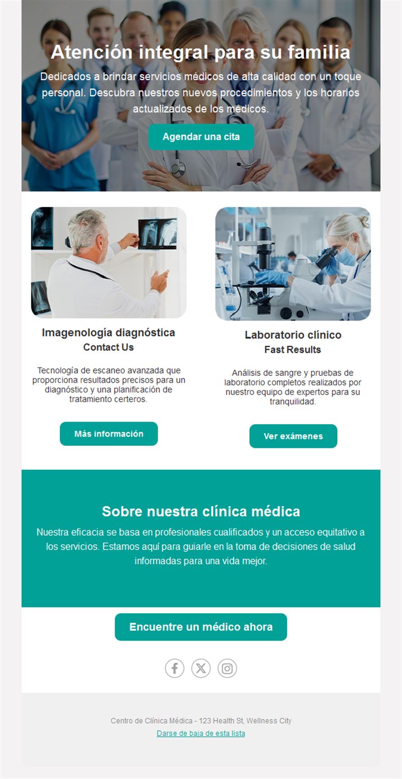Email de clínica médica familiar