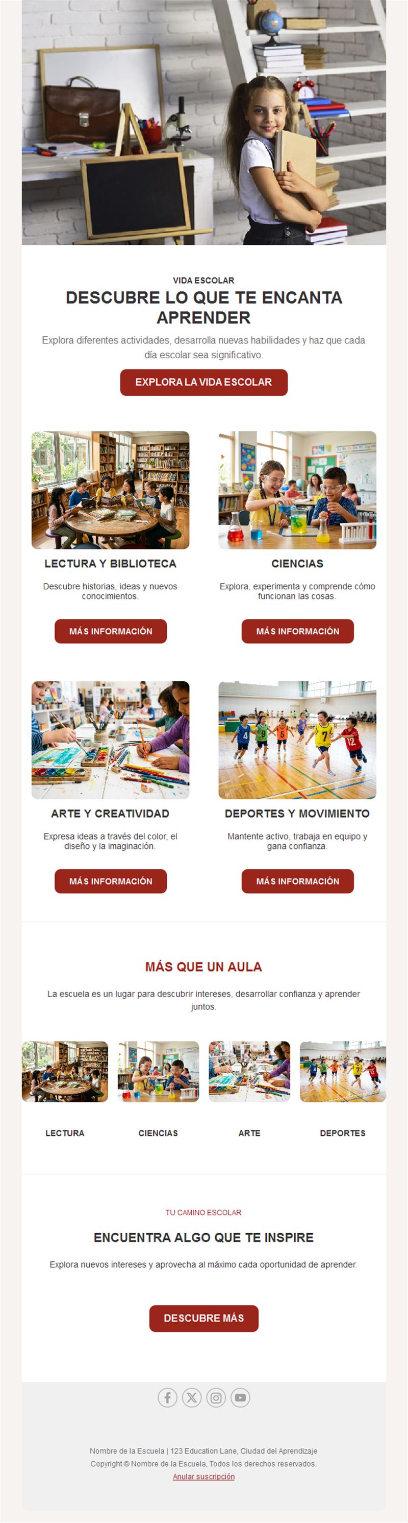 Newsletter de actividades escolares