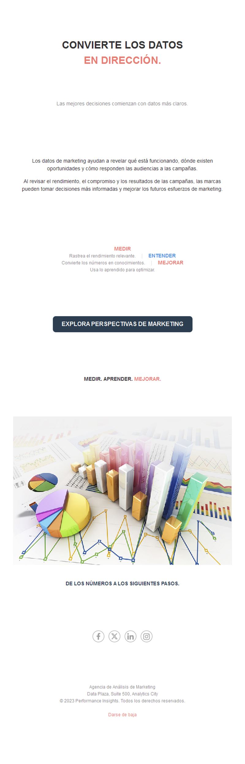 Email de análisis y datos de marketing
