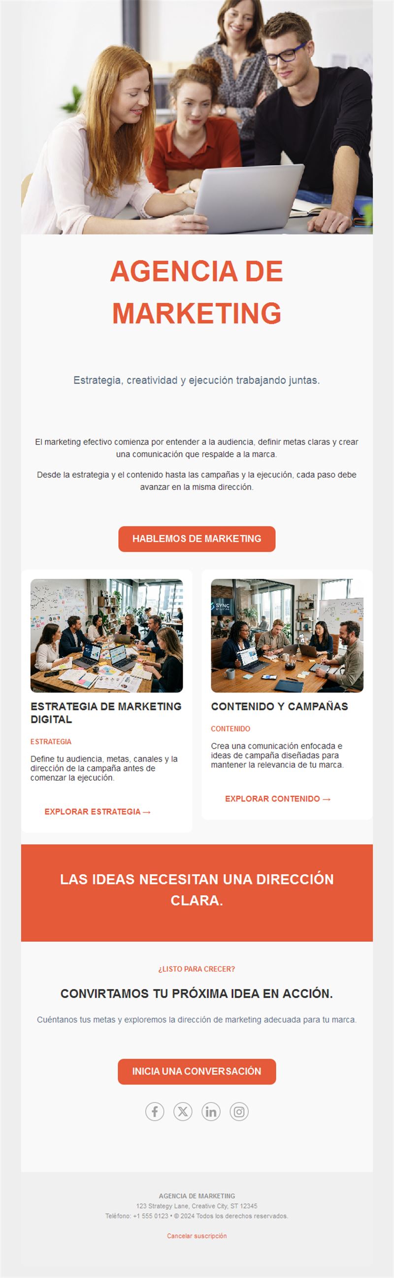 Email de servicios de agencia de marketing