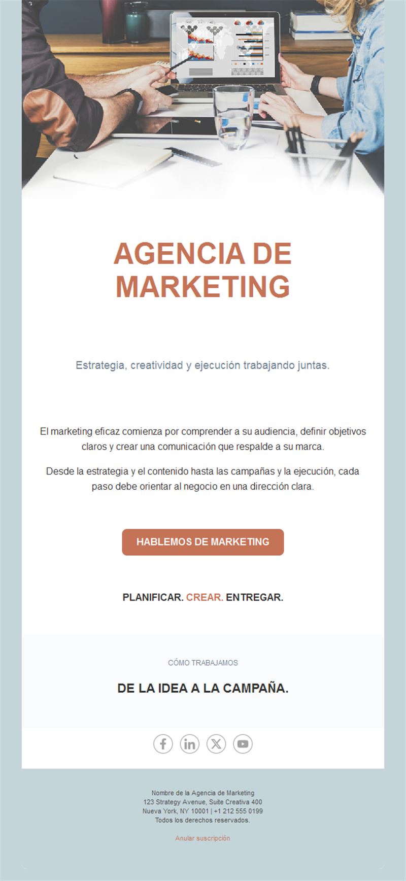 Email de agencia de marketing en terracota