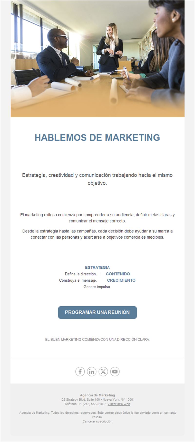 Email de agencia para agendar una reunión