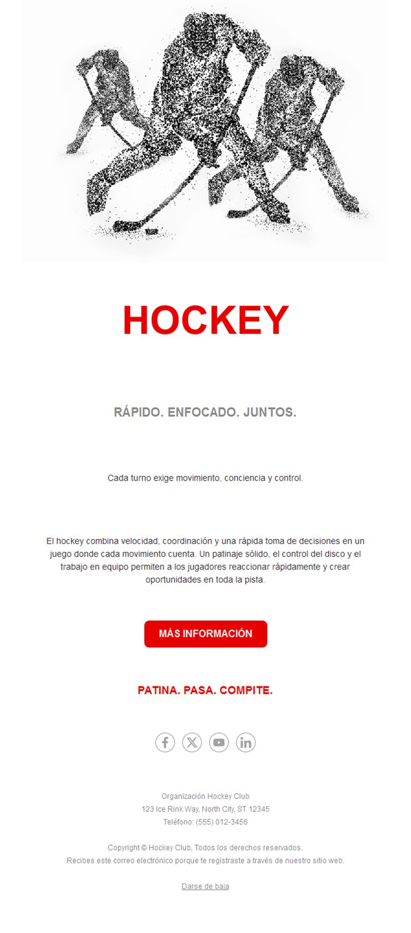 Email minimalista de hockey sobre hielo