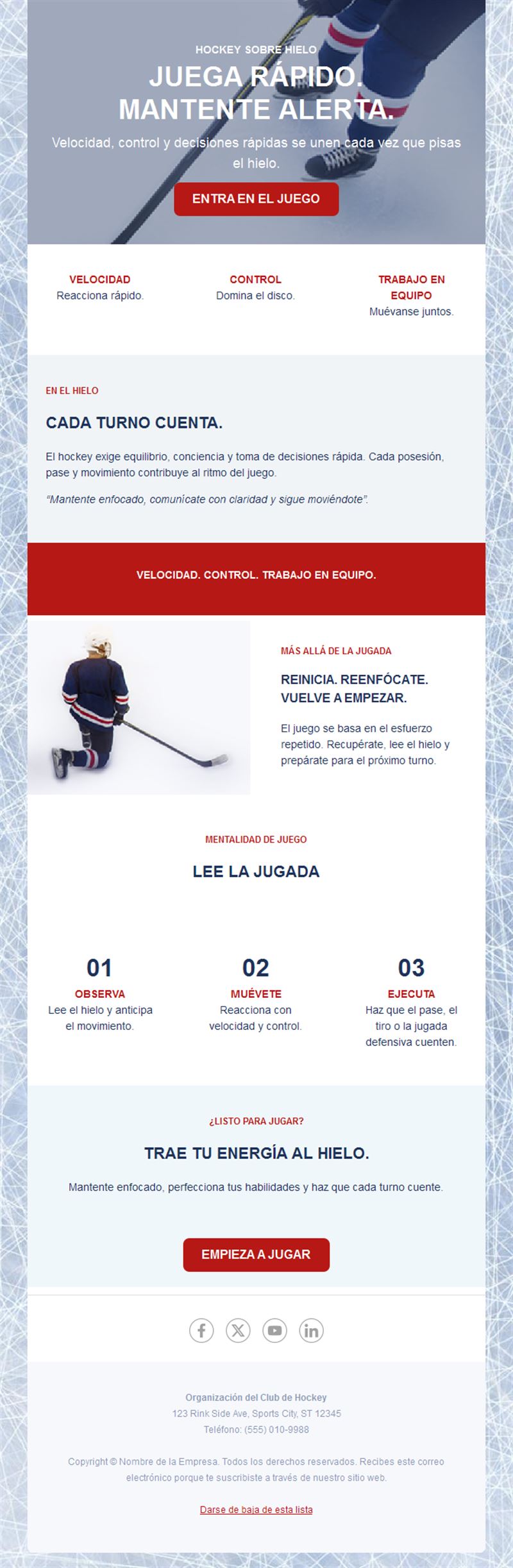 Newsletter de club de hockey sobre hielo