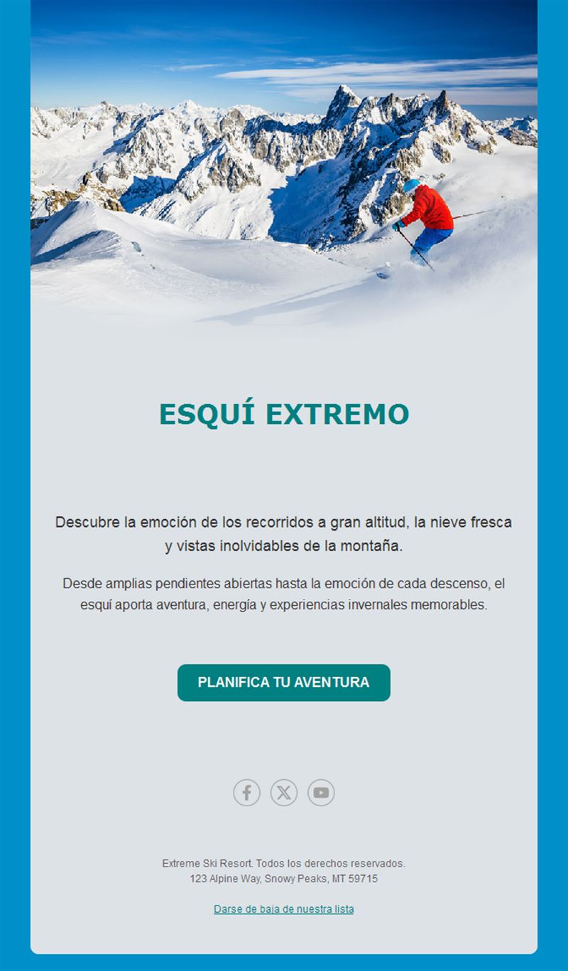 Email de estación de esquí extremo