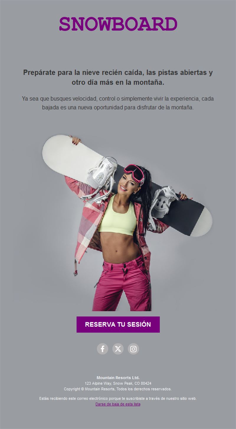 Email de clases de snowboard