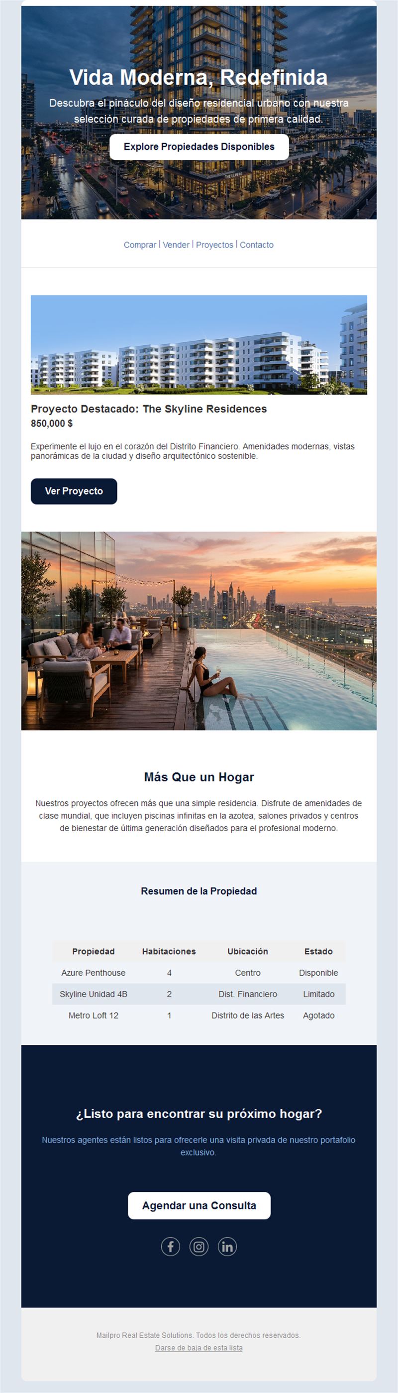 Email inmobiliario de pisos modernos