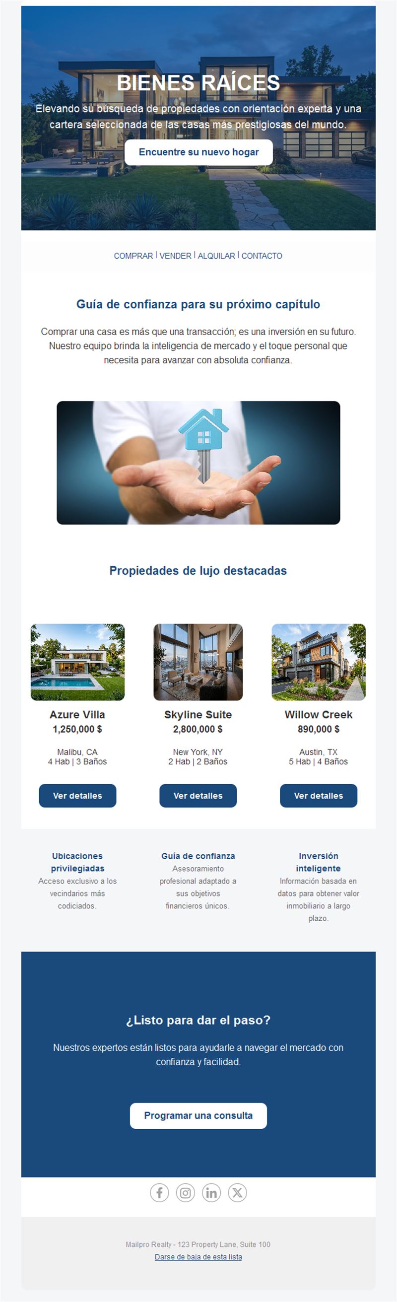 Newsletter de inmuebles de lujo
