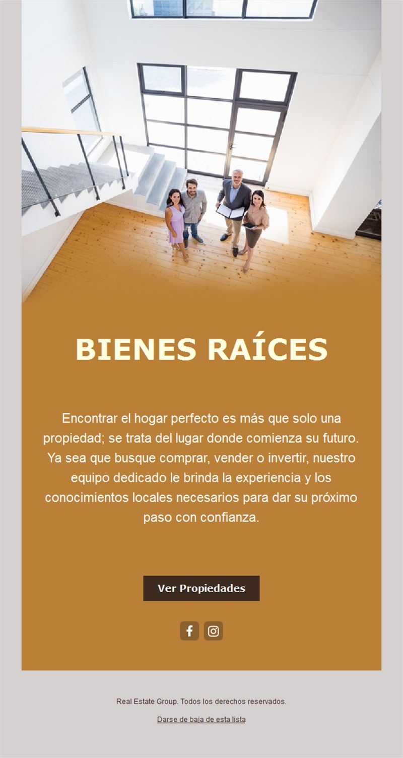 Email ocre de agencia inmobiliaria