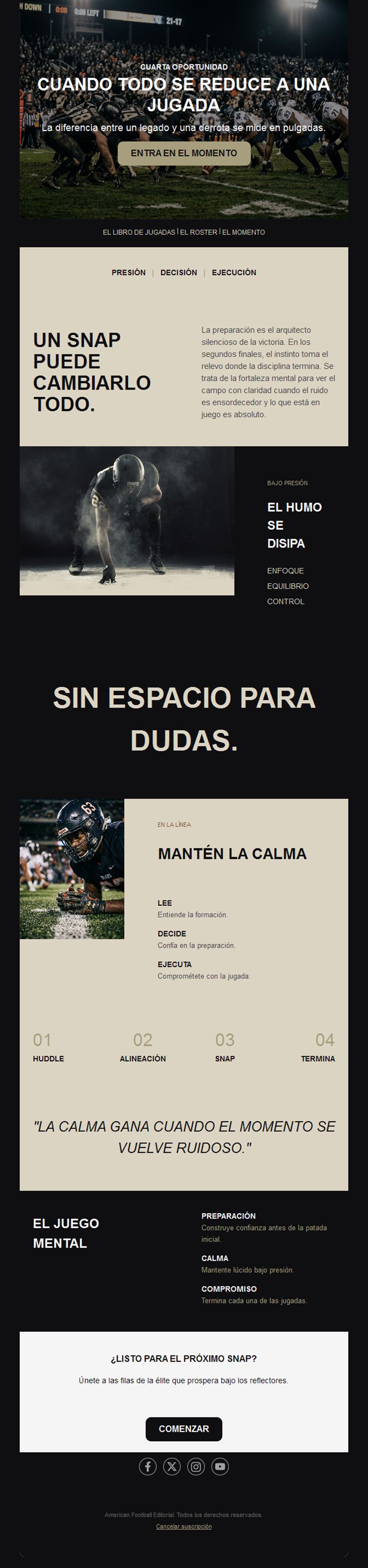Email para calentar un gran partido