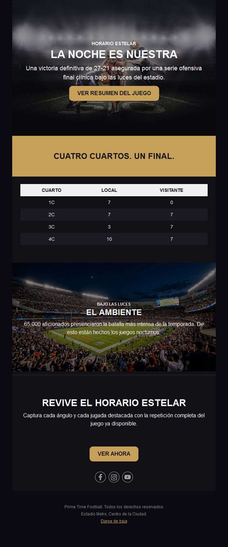 Email de resumen de partido con marcador