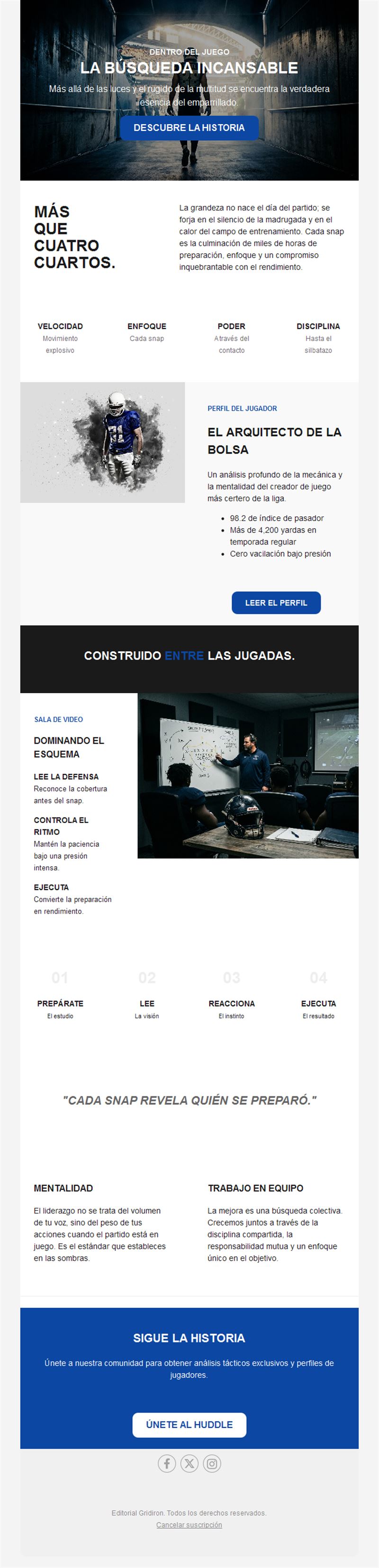 Newsletter de fútbol americano: jugador destacado