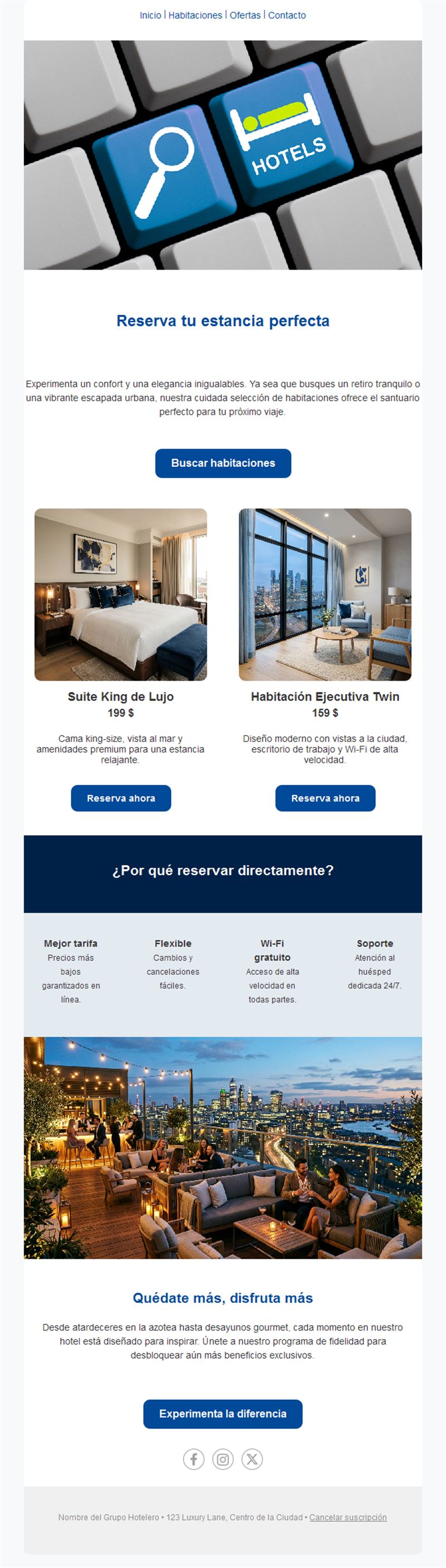 Email de reserva directa de hotel