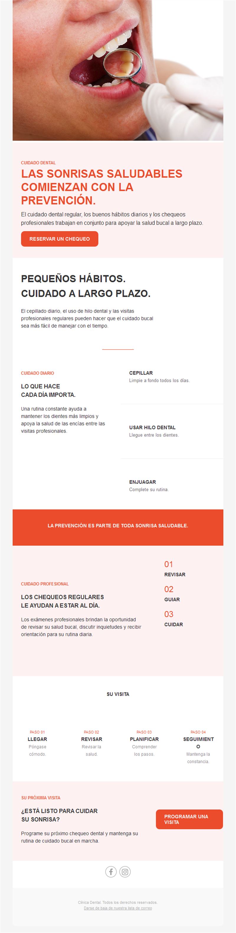 Email de consejos de prevención dental