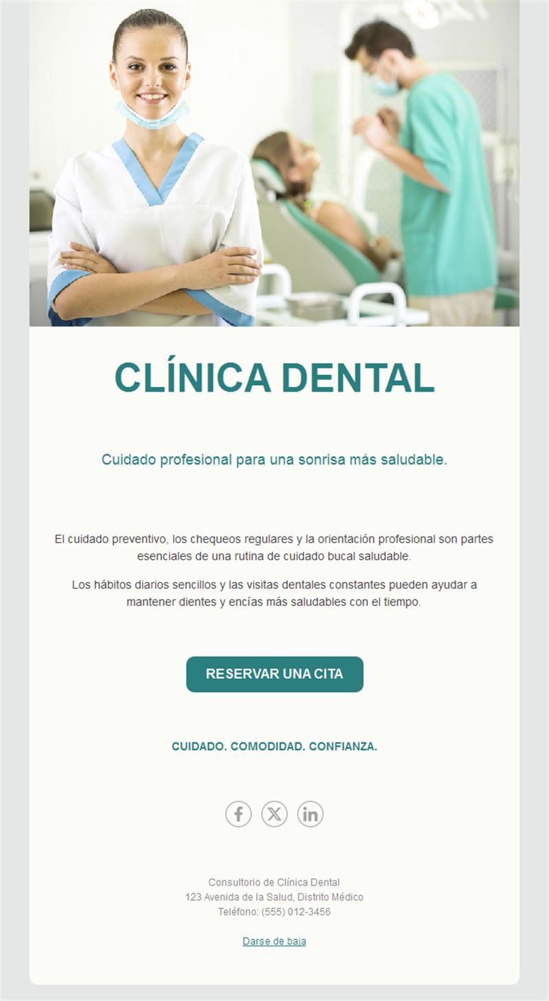 Email sencillo de clínica dental