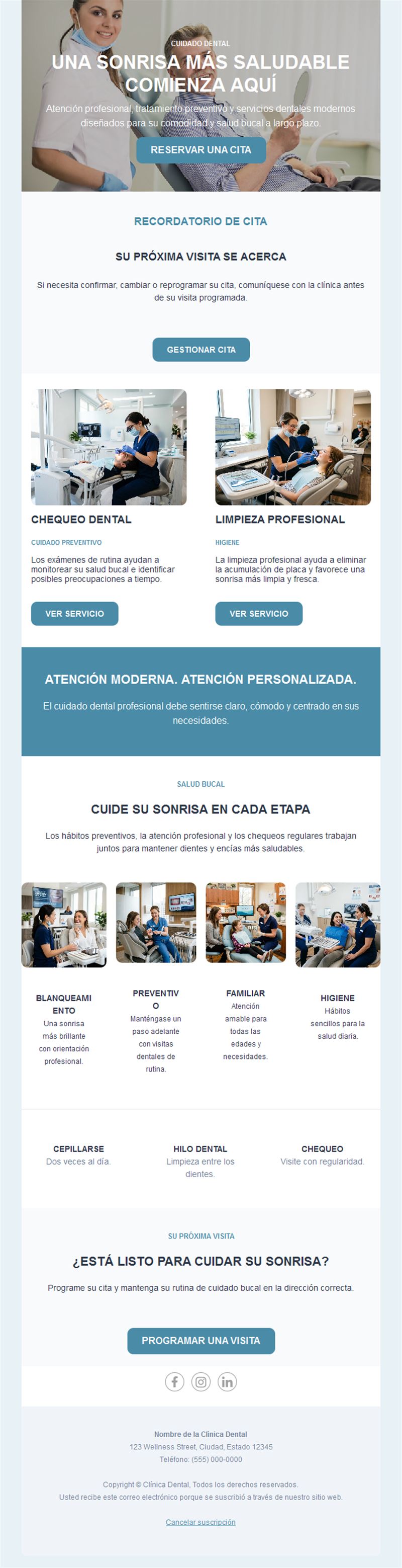 Email de recordatorio de cita dental