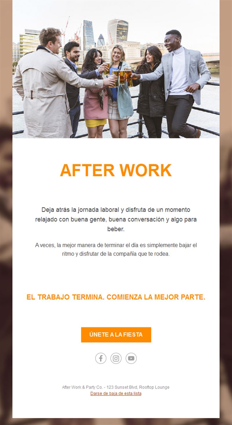 Plantilla de email para afterwork en terraza