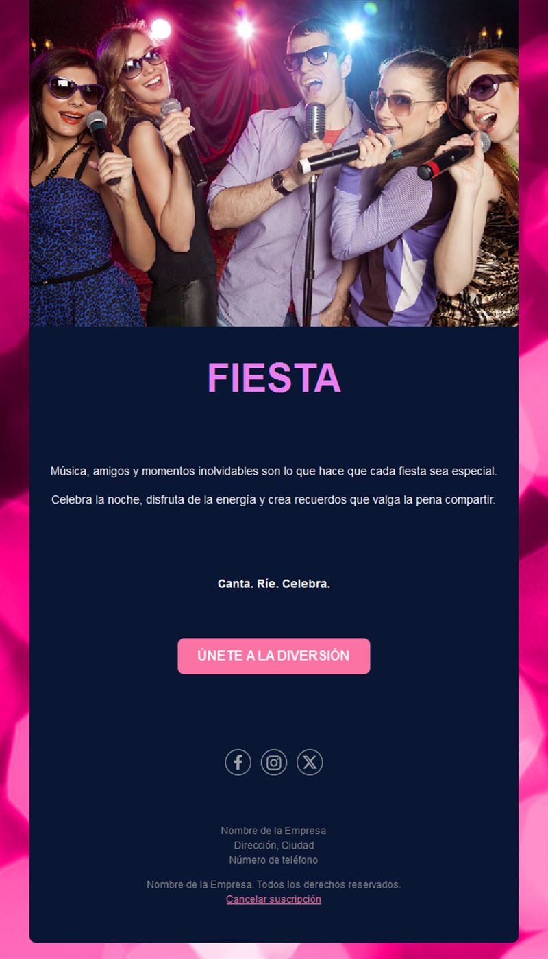 Plantilla de email para noche de karaoke y música