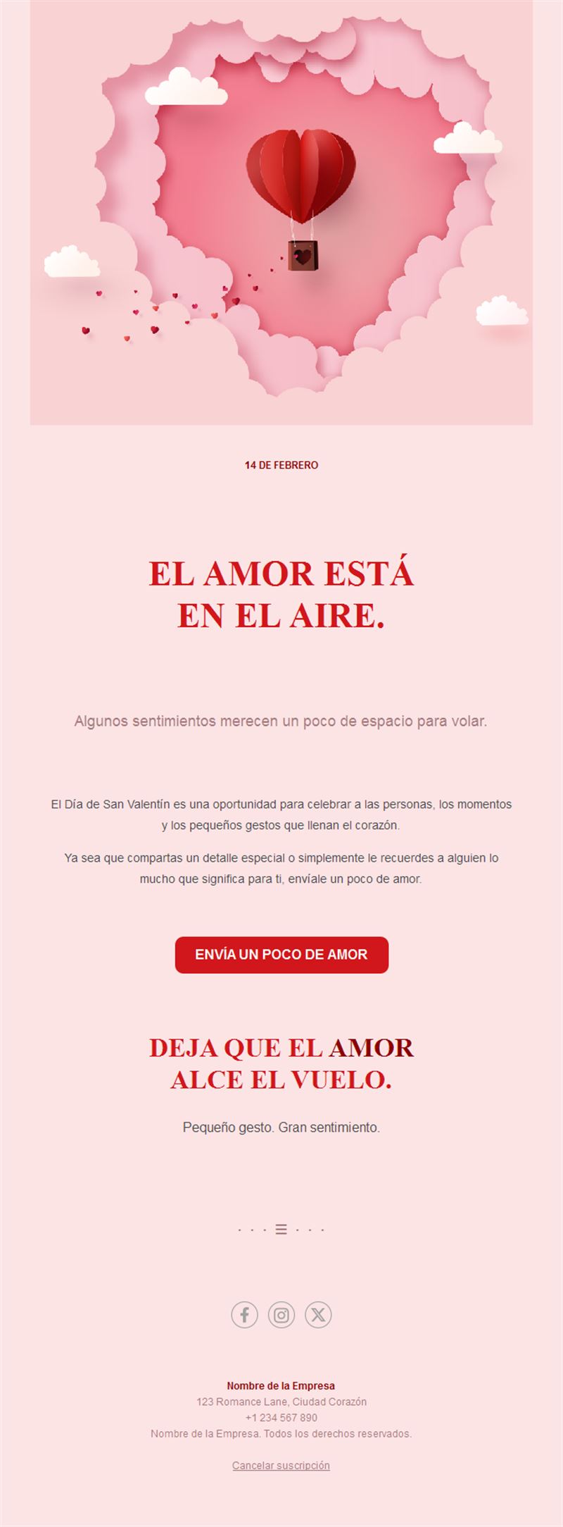 Email de San Valentín: el amor está en el aire