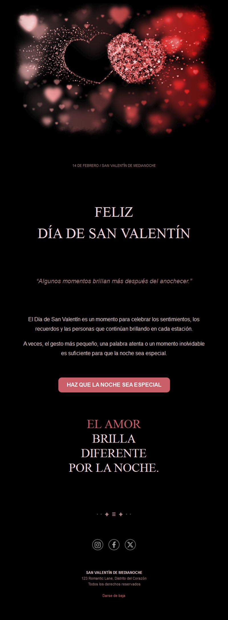 Email nocturno de San Valentín