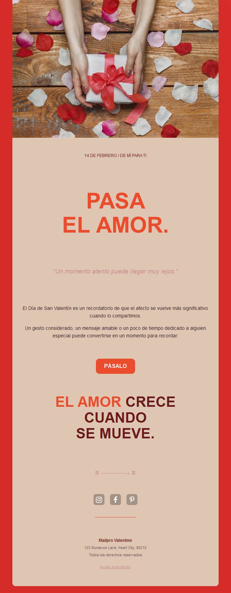 Email de San Valentín: comparte el amor