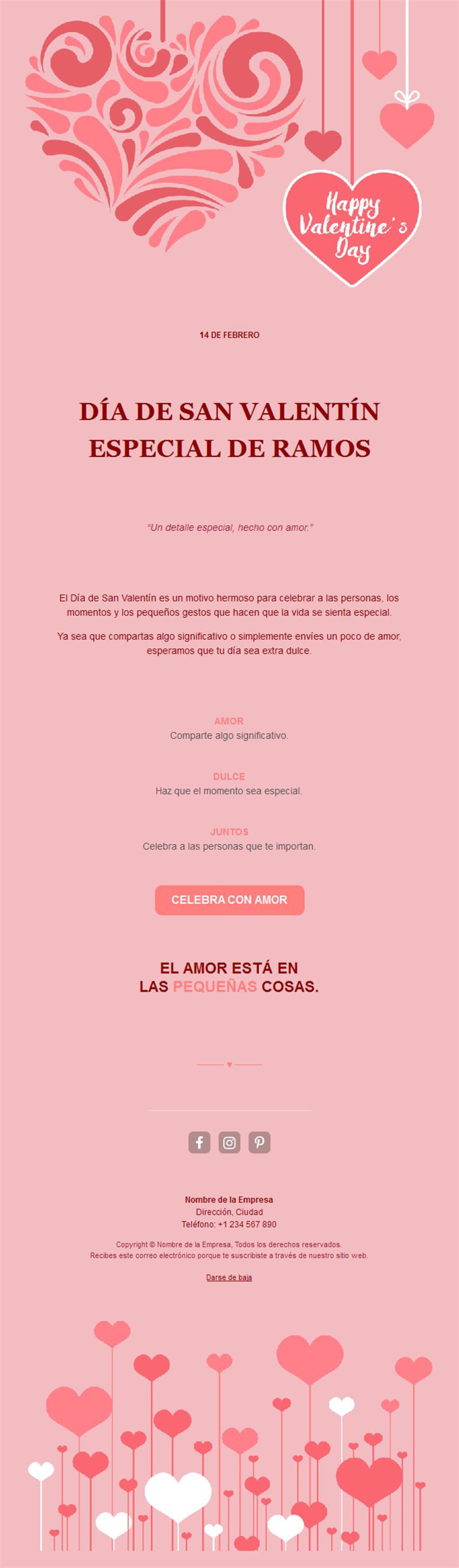 Email de ramos de flores de San Valentín