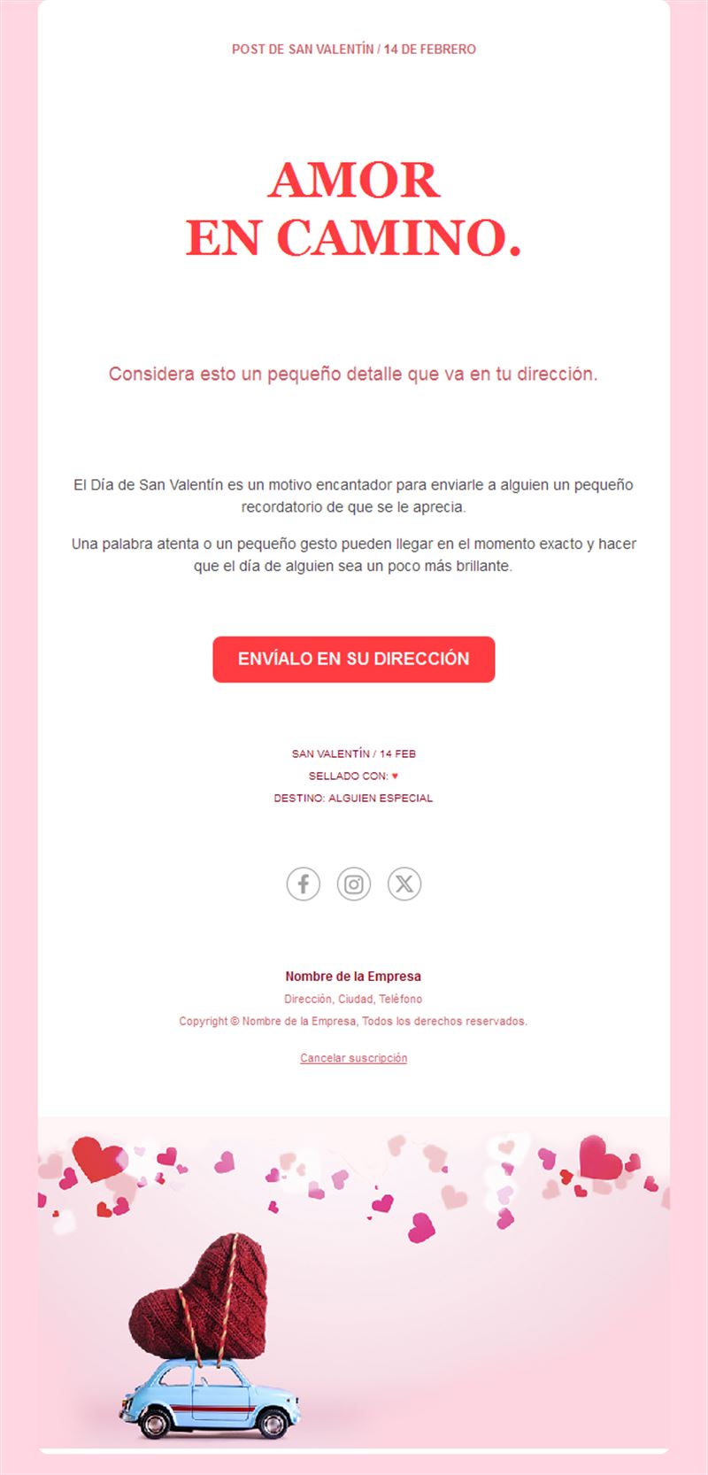 Email de San Valentín: amor en camino