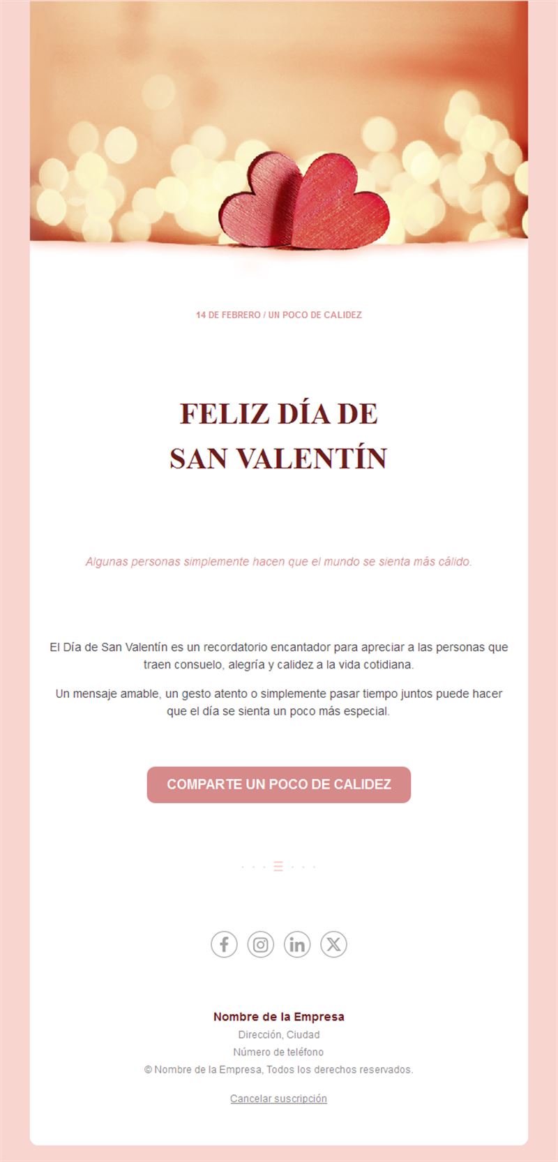 Email cálido de San Valentín