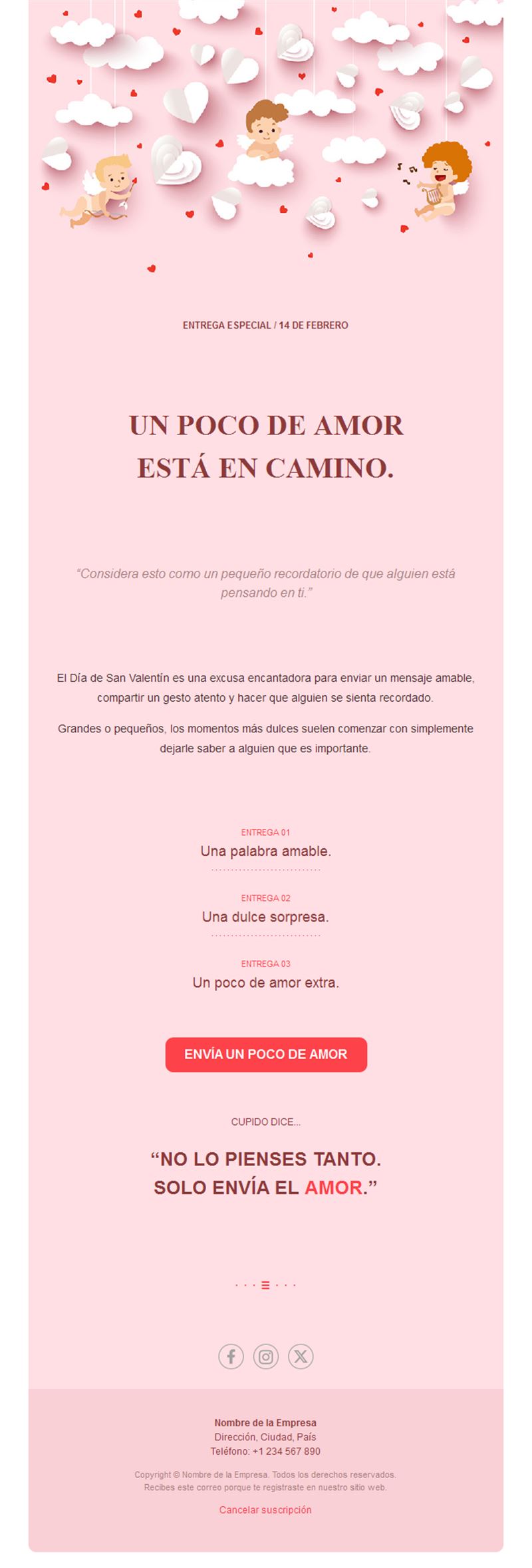 Email de San Valentín con cupidos