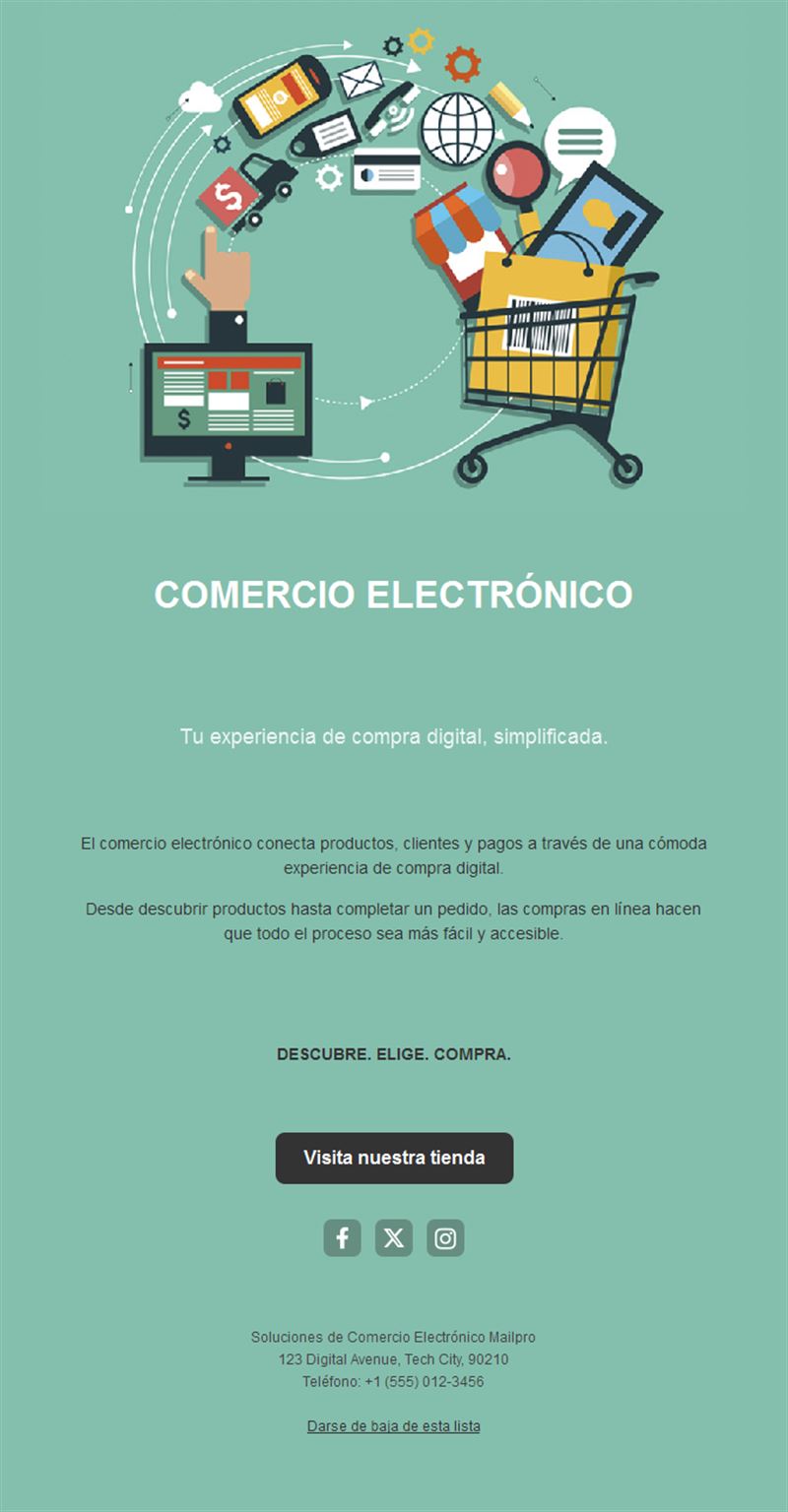 Email verde salvia de compras online