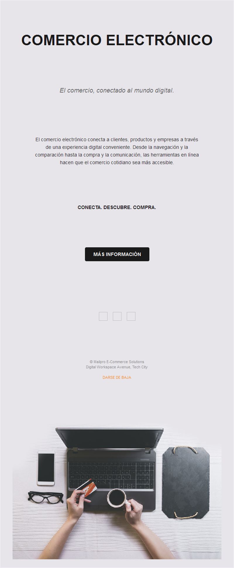 Email minimalista de ecommerce con portátil