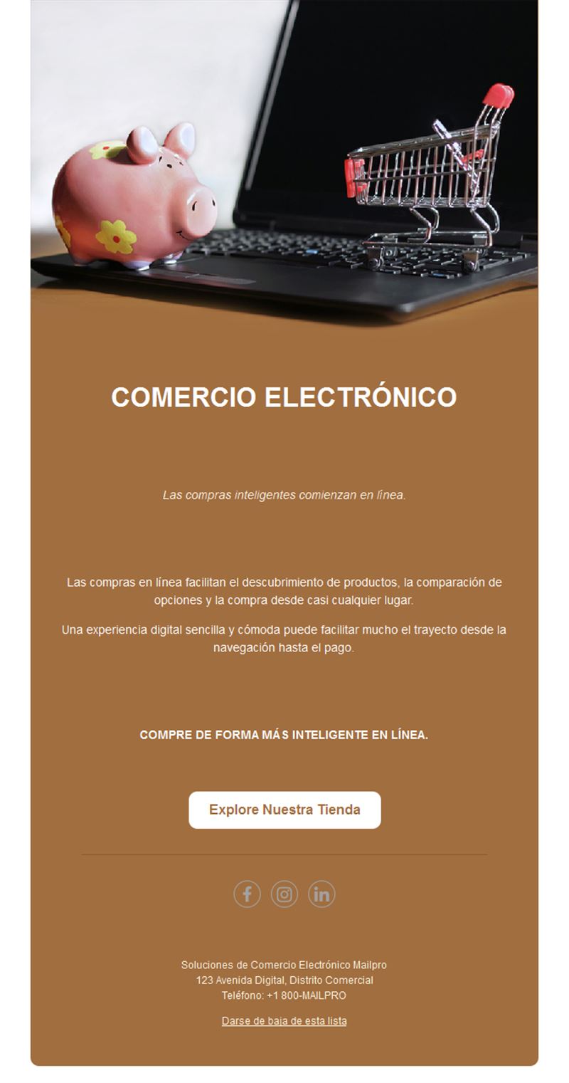 Email marrón de compras inteligentes