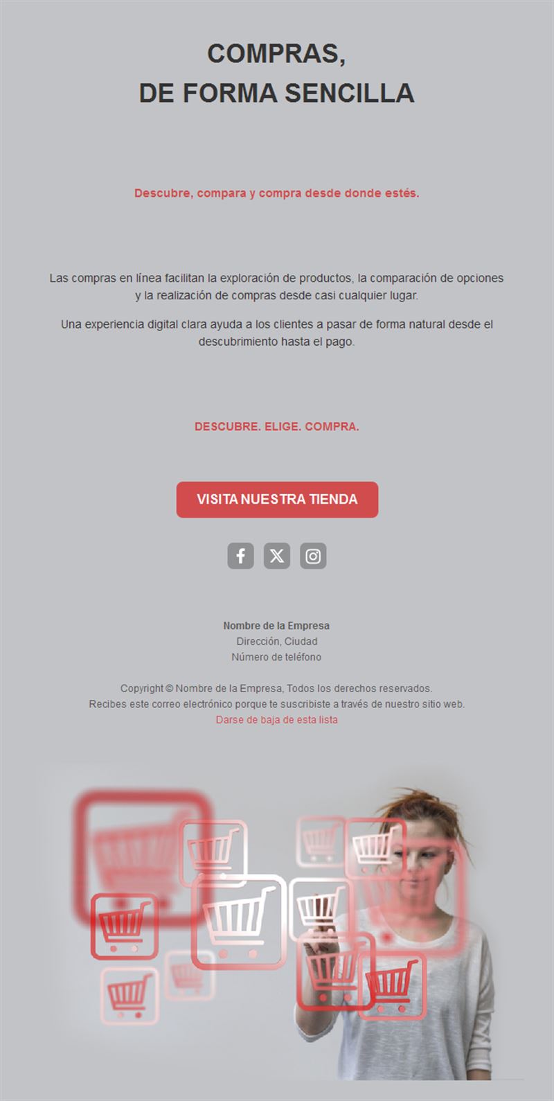 Email gris de compras fáciles