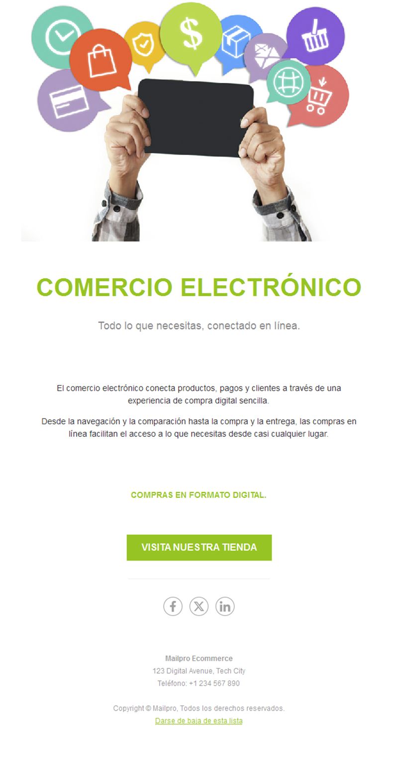 Email de lanzamiento de tienda online