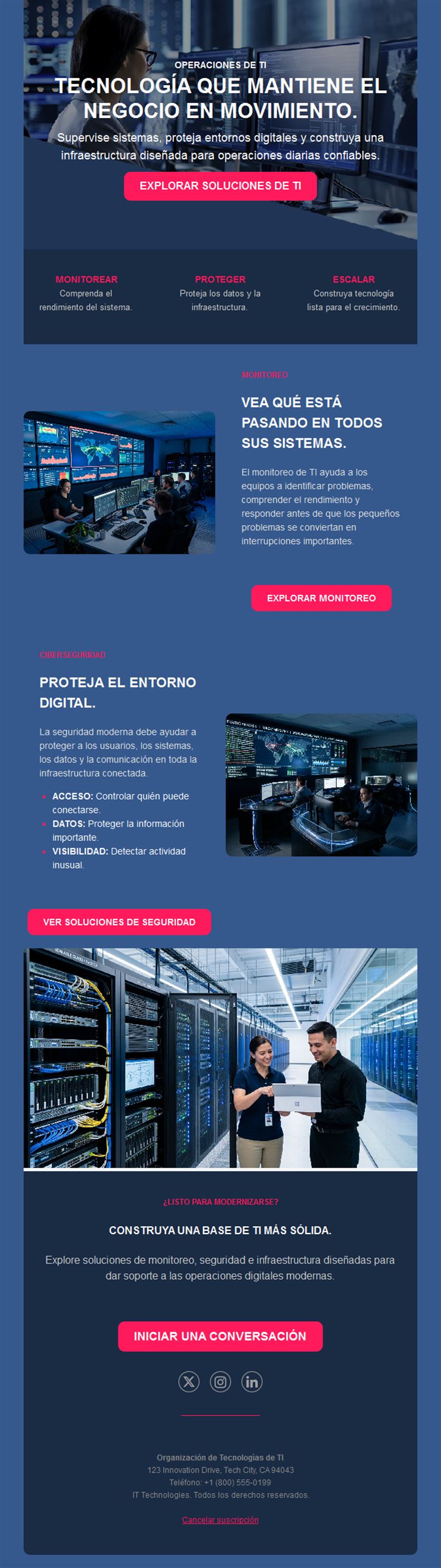 Newsletter de operaciones y monitorización TI