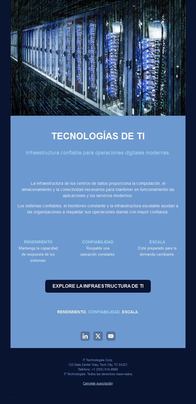 Email de centro de datos e infraestructura