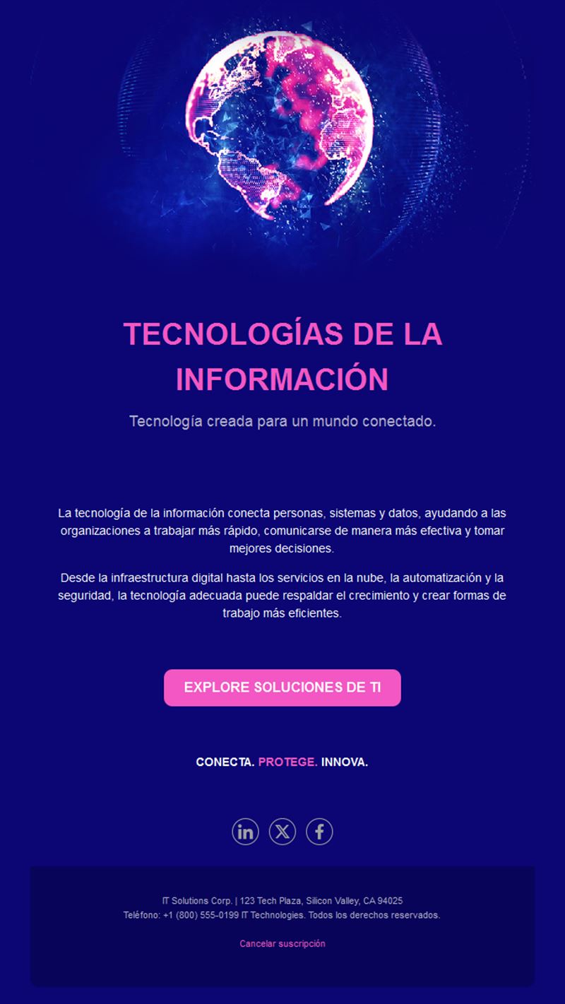 Email morado de tecnologías de la información