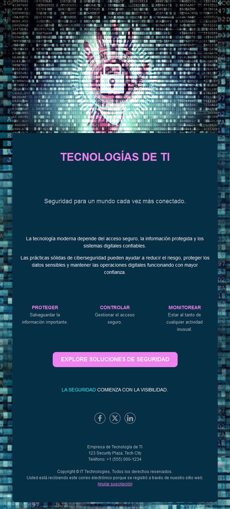 Email de soluciones de ciberseguridad