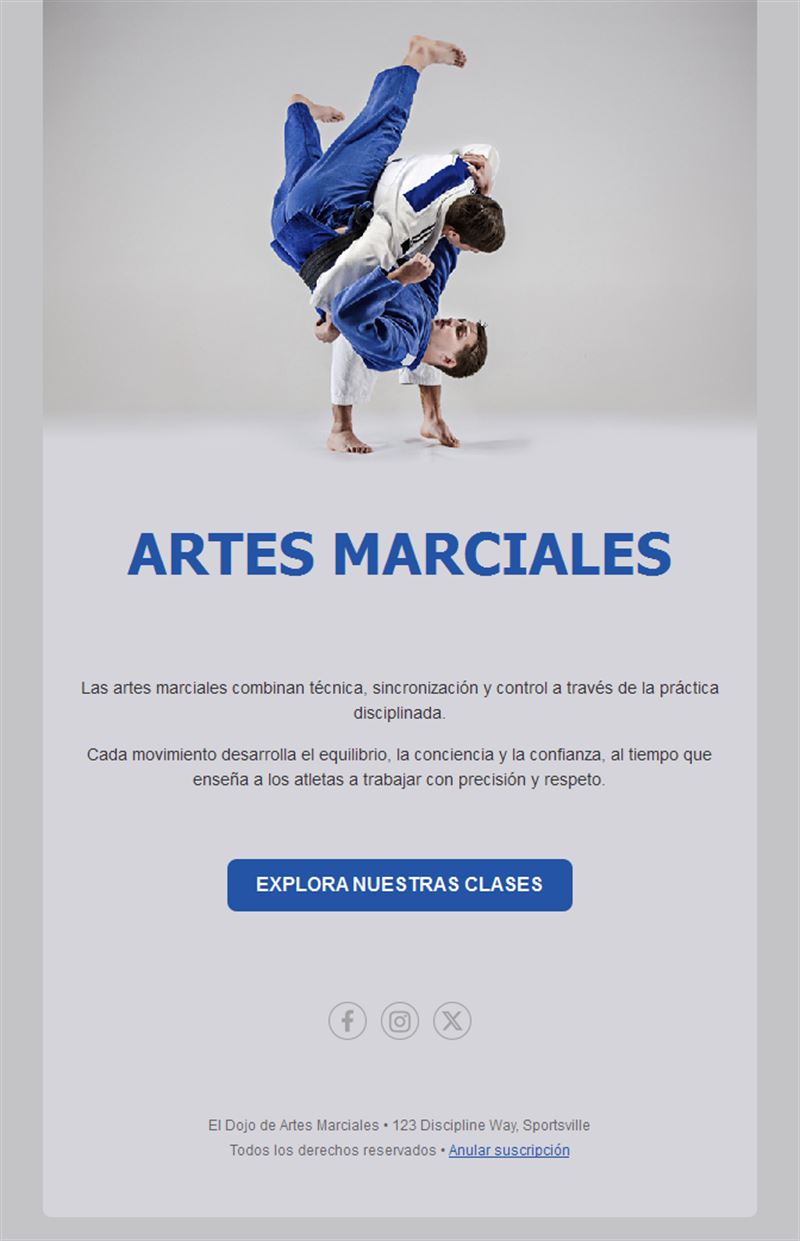 Email de club de judo