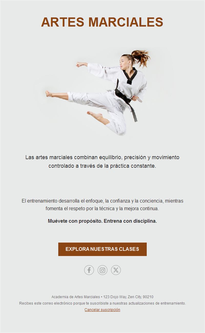 Email de clases de taekwondo