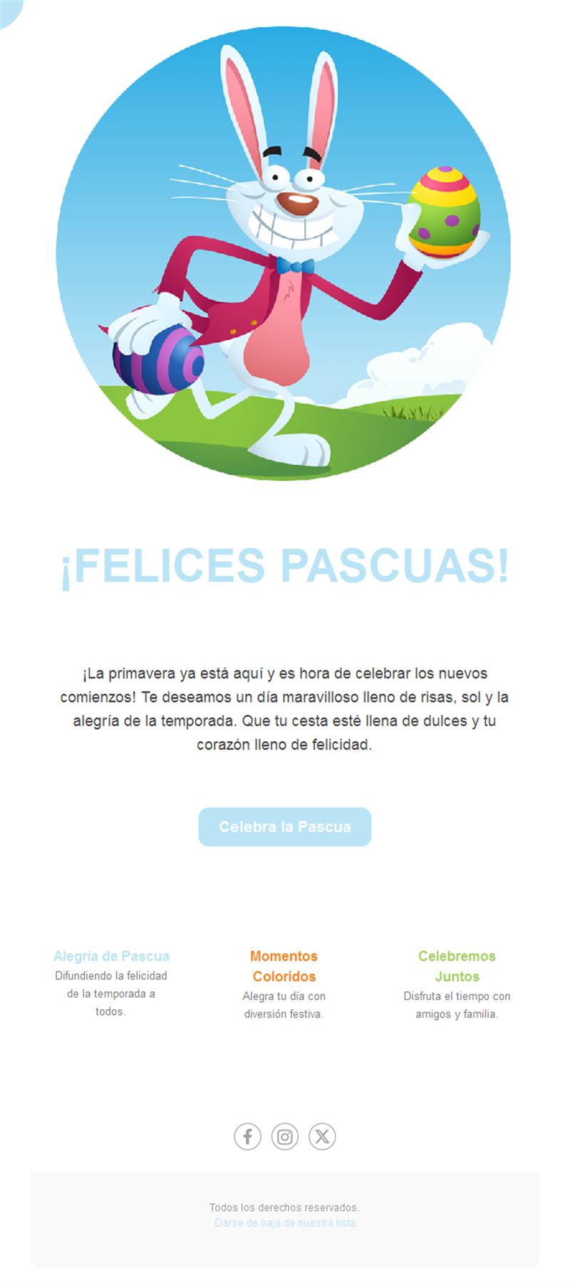 Email divertido con conejo de Pascua animado