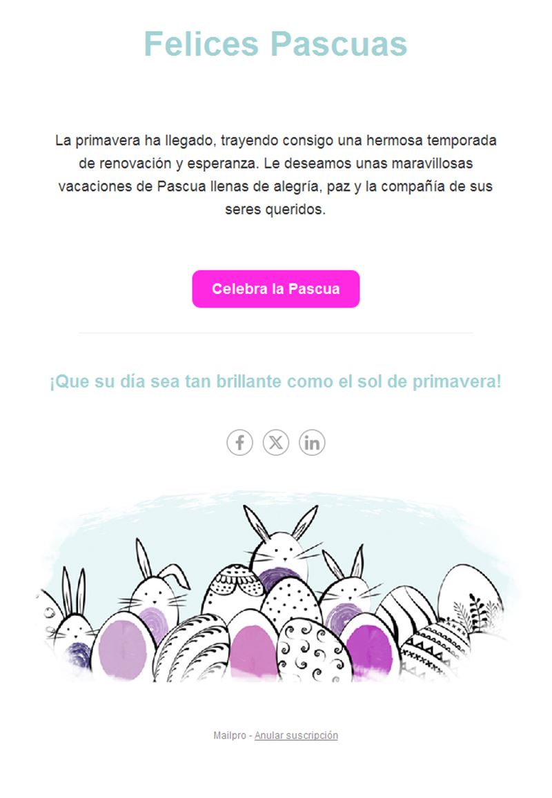 Email minimalista de felicitación de Pascua