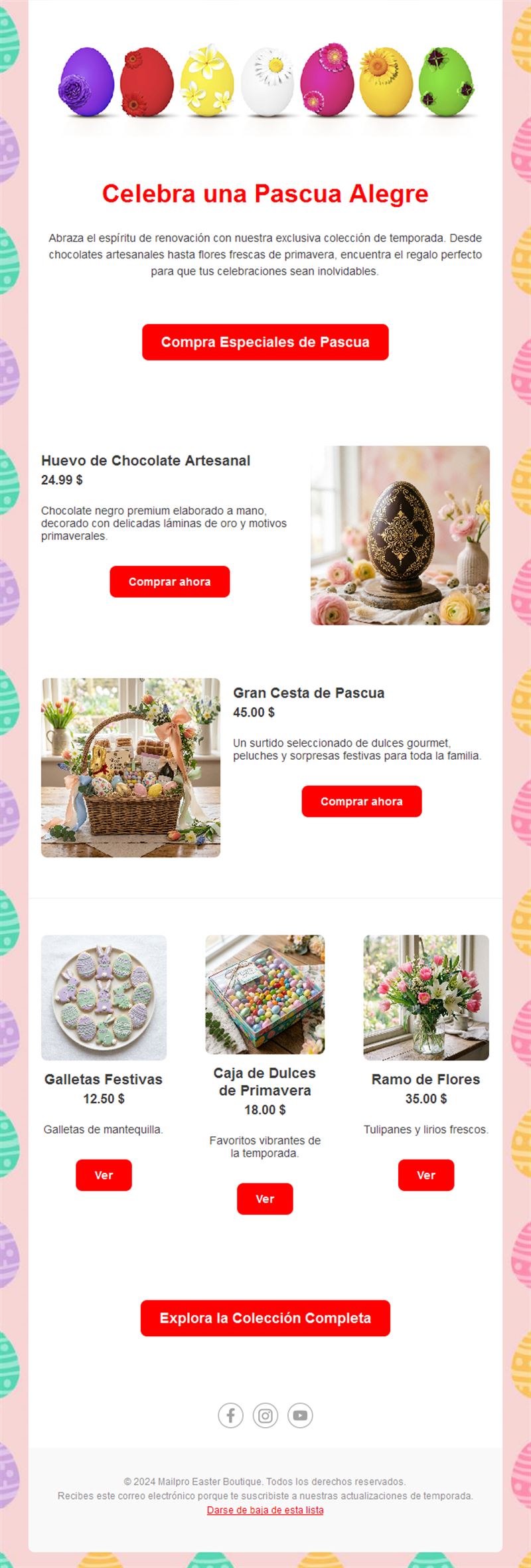 Email de ofertas de Pascua de colores