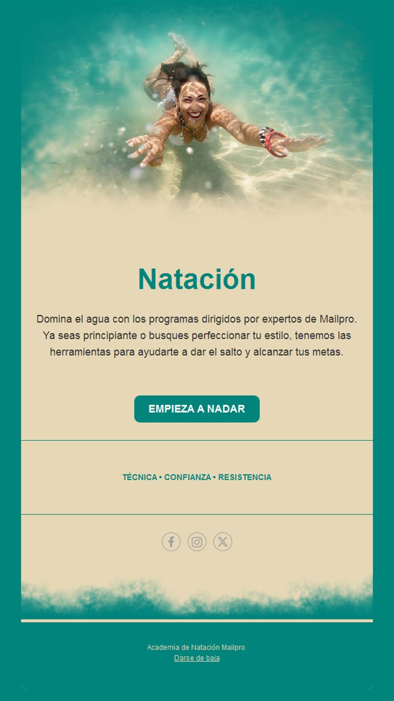 Email de academia de natación