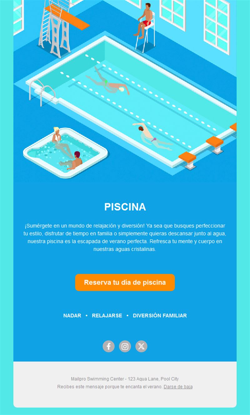 Email de reserva de piscina