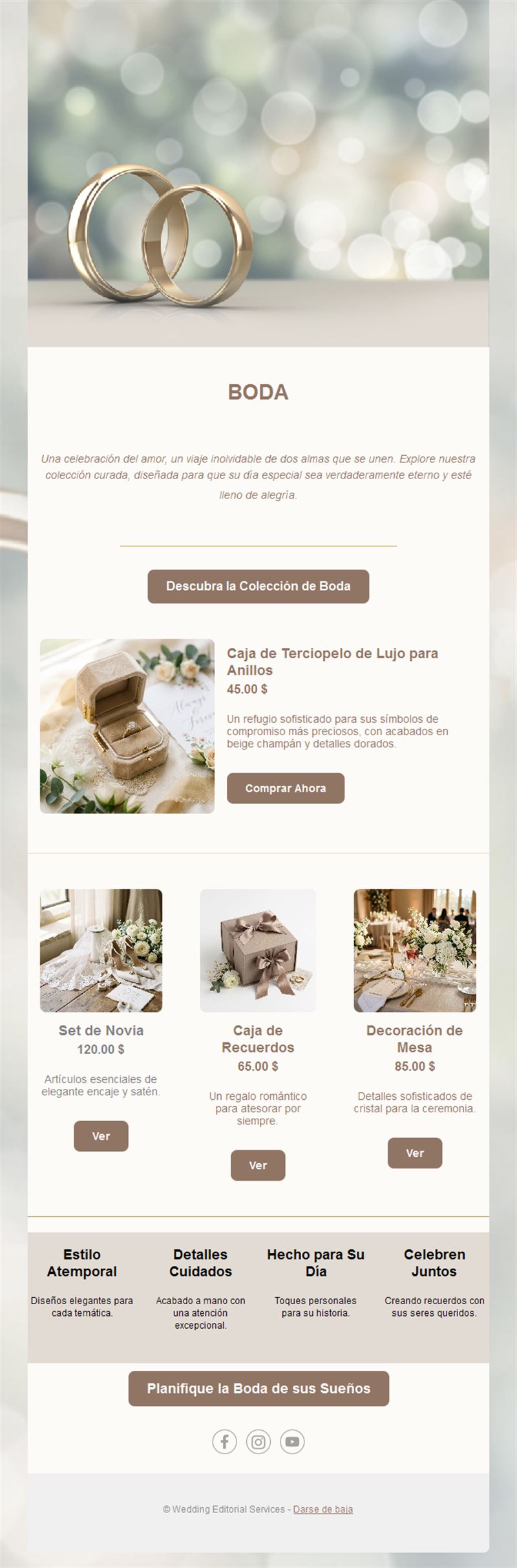 Email de tienda de accesorios de boda