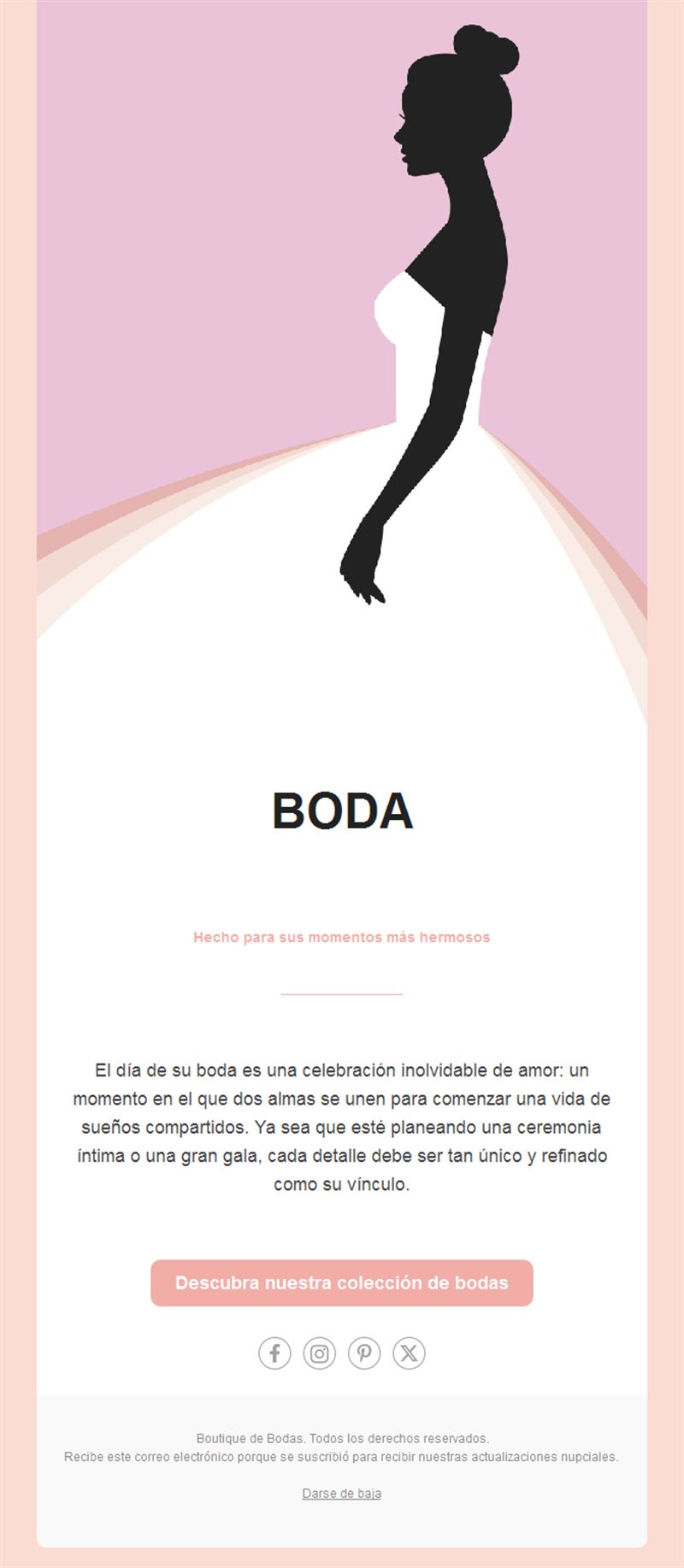 Email de tienda de novias